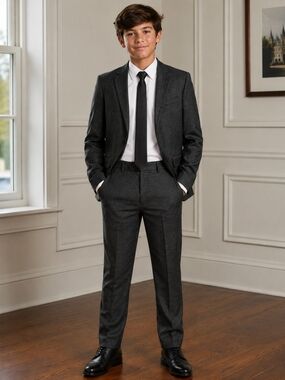 Boys' Charcoal Grey Two-Piece Suit Jacket & Trousers
